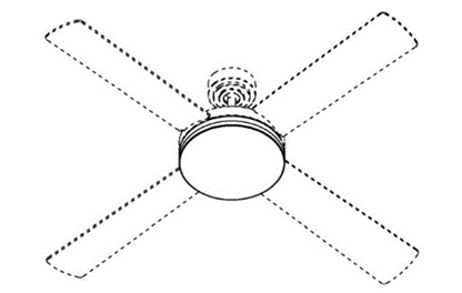 Drawing of a ceiling fan highlighting the SoND 