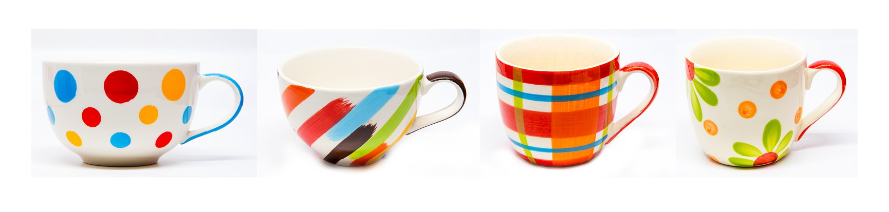 Four mugs with 4 different designs 